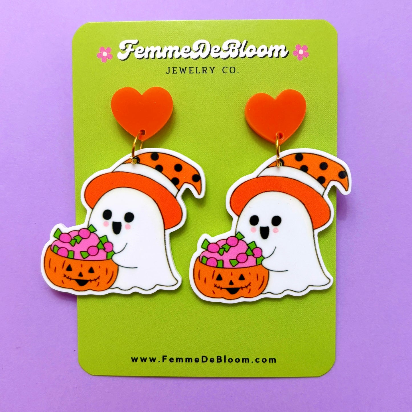 FREE GIFT - Pumpkin Witchy Ghost Drop Earrings