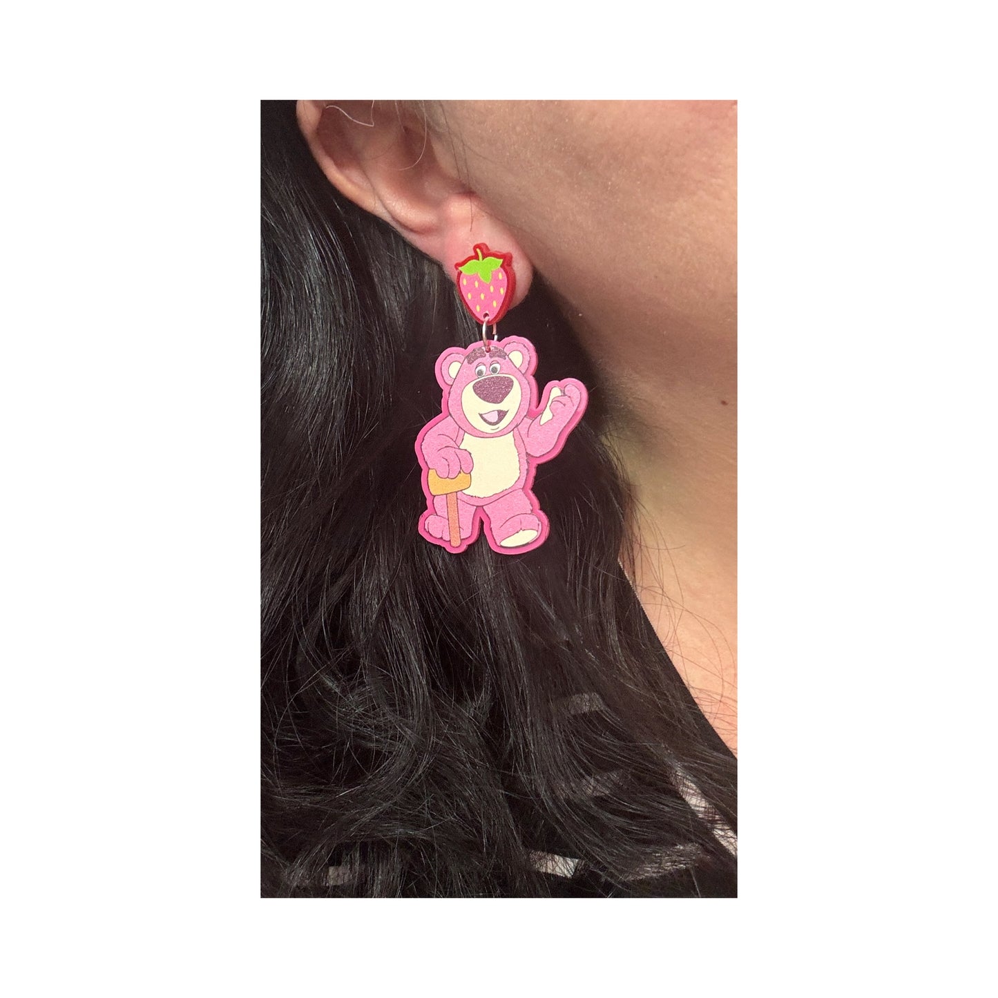 Strawberry Bear Acrylic Drop Earrings