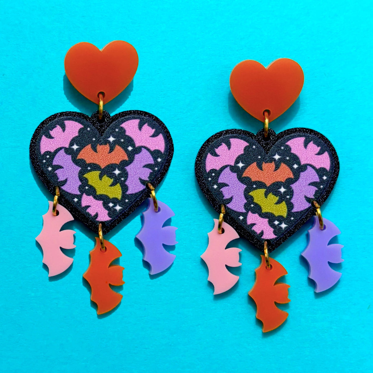 Batty Heart Drop Earrings