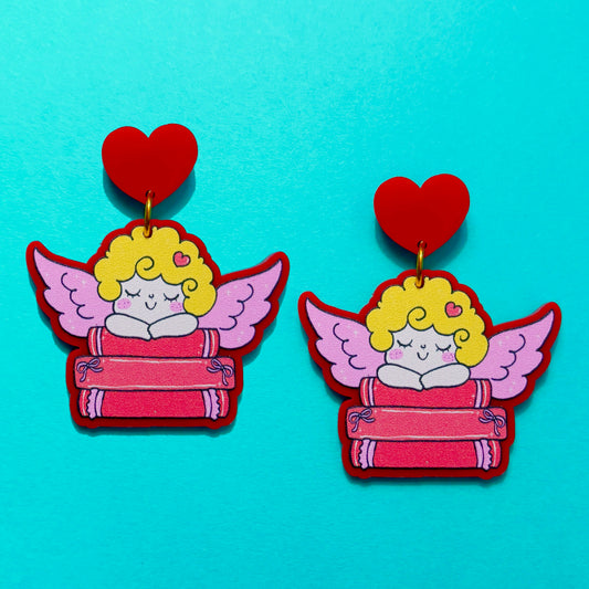 Bookish Cupid Drop Earrings