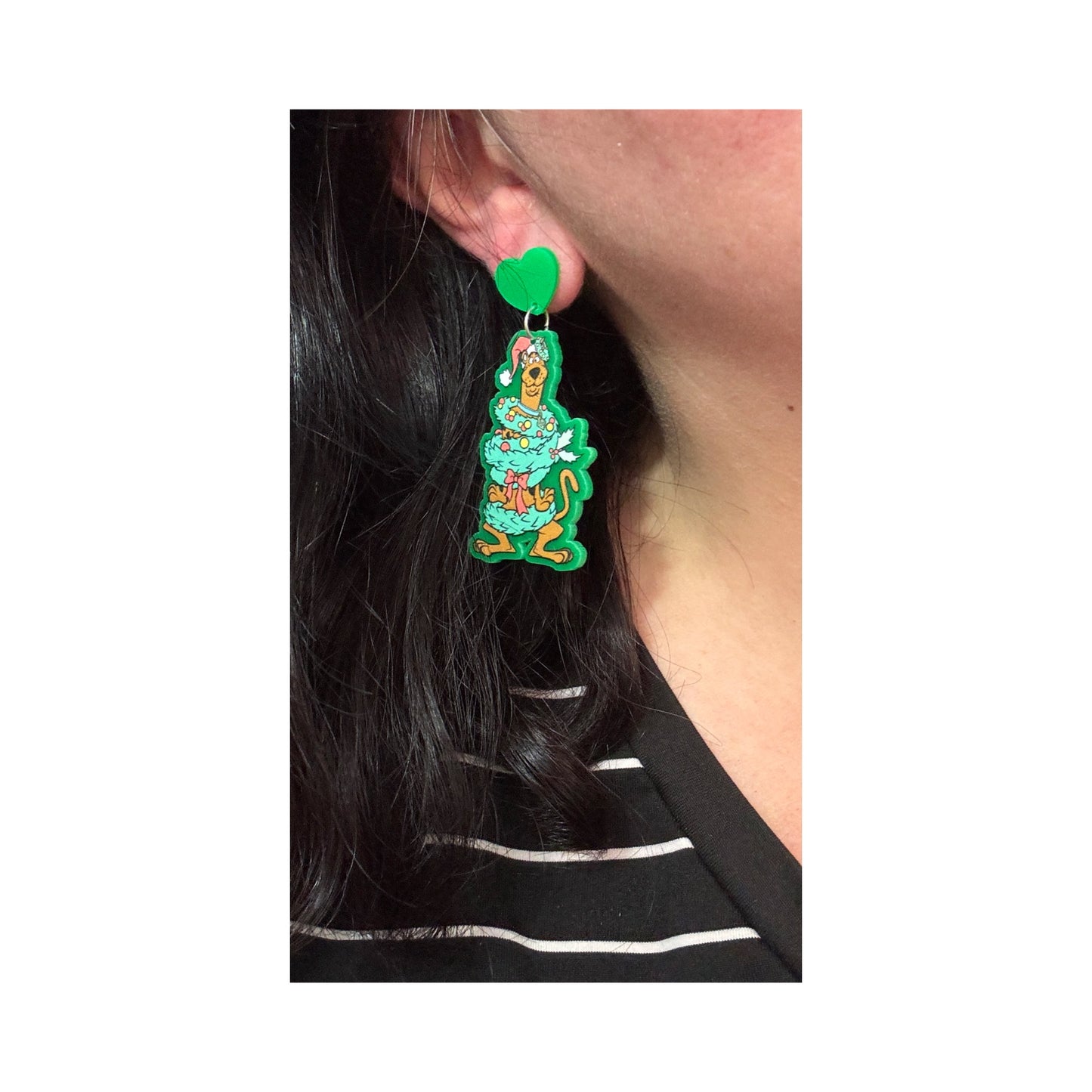 Christmas Tree Mystery Dog Drop Earrings