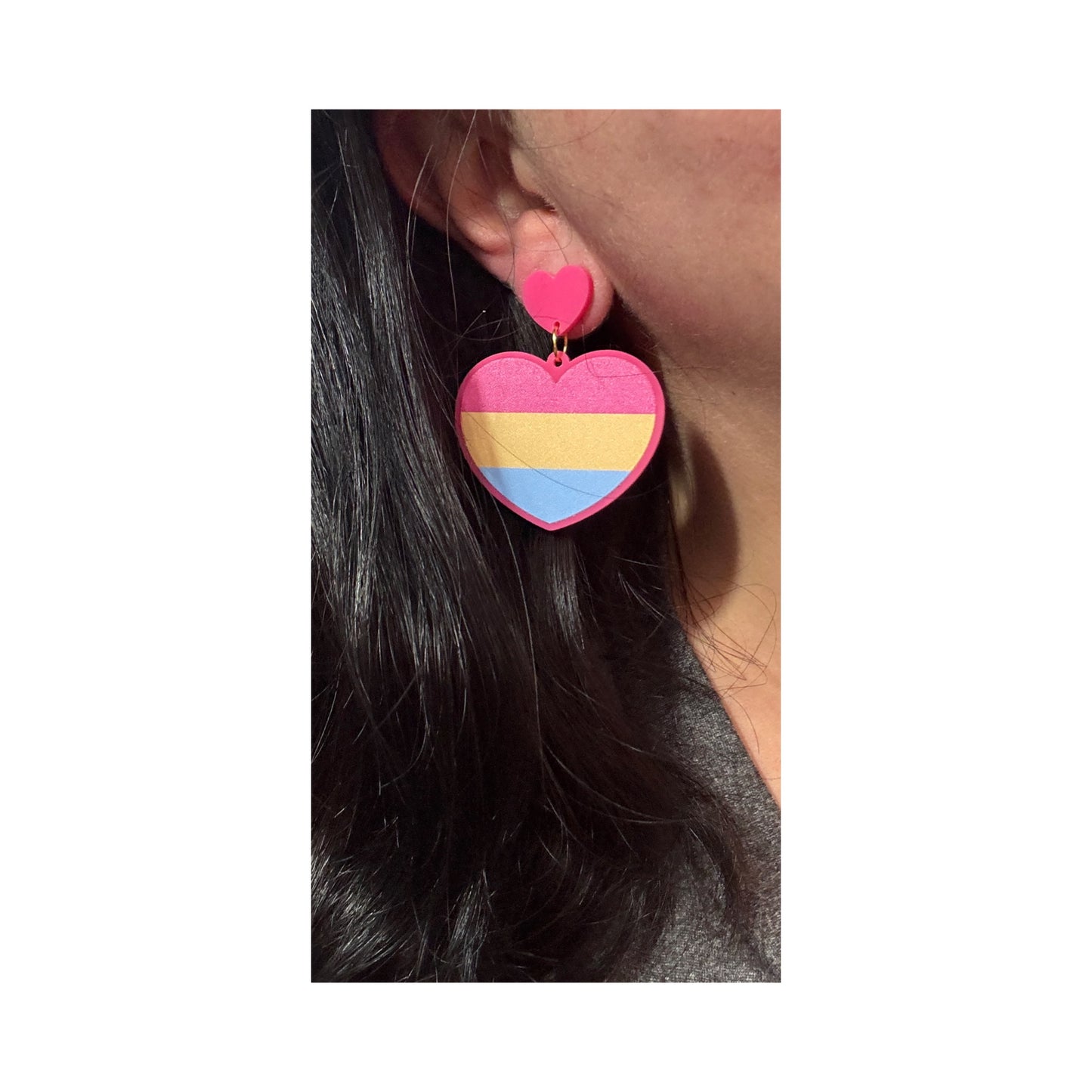 Pansexual Pride Heart Drop Earrings
