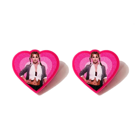 Hit Me Baby Britney Heart Post Earrings