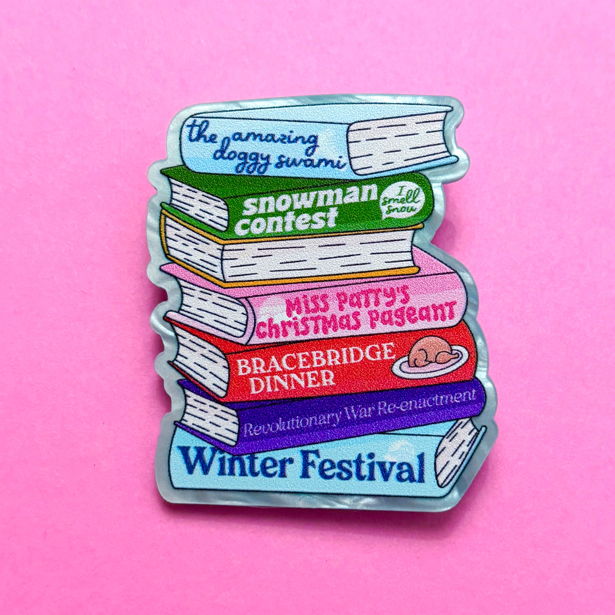 Winter Stars Hollow Bookstack Pin