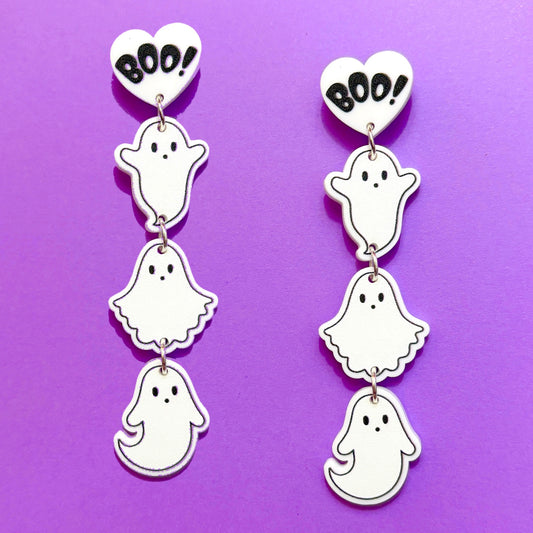 Boo Ghosts Tiered Drop Earrings