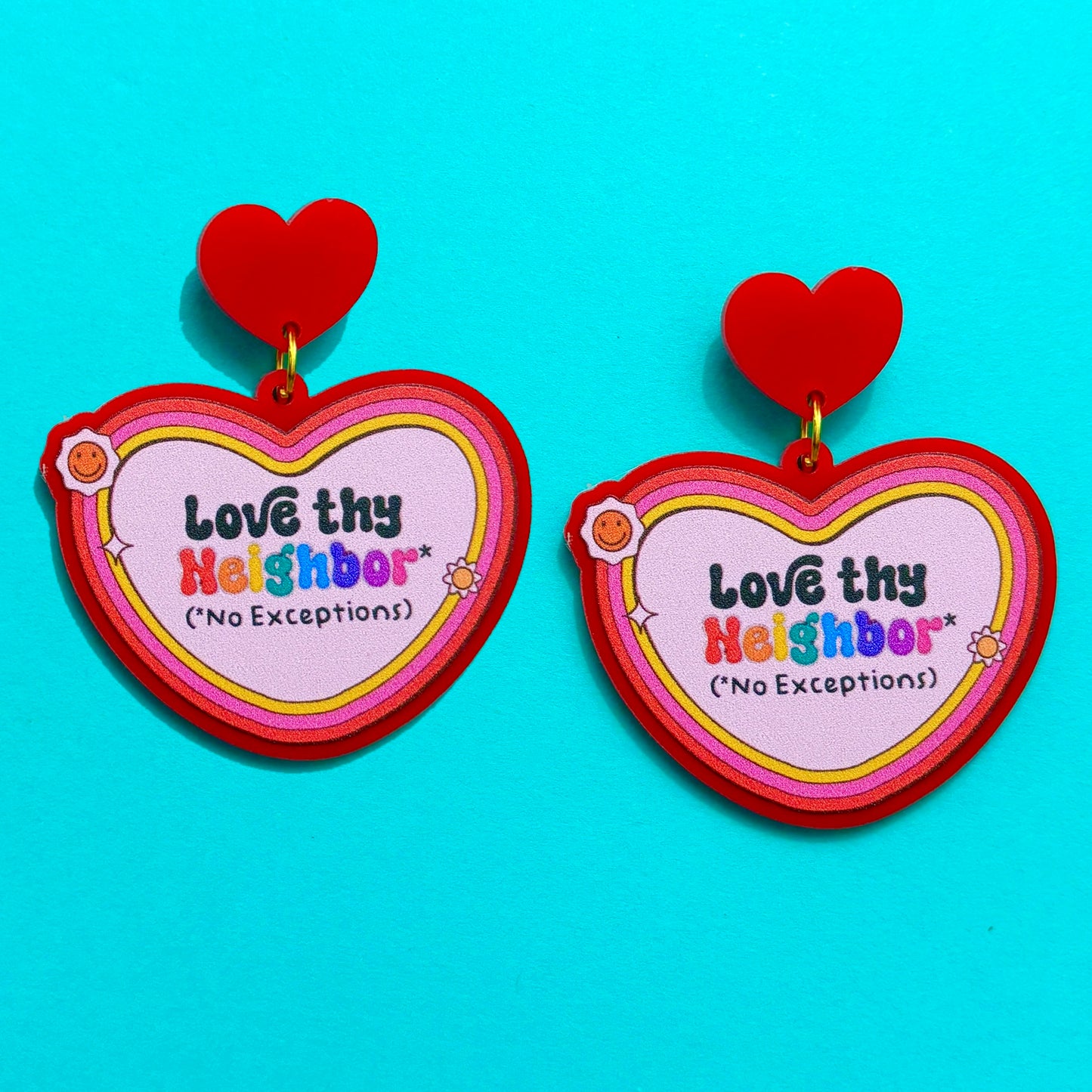 Love Thy Neighbor Heart Drop Earrings