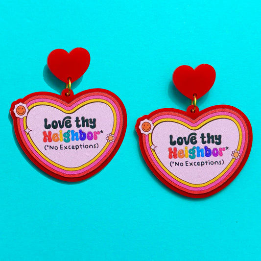 Love Thy Neighbor Heart Drop Earrings