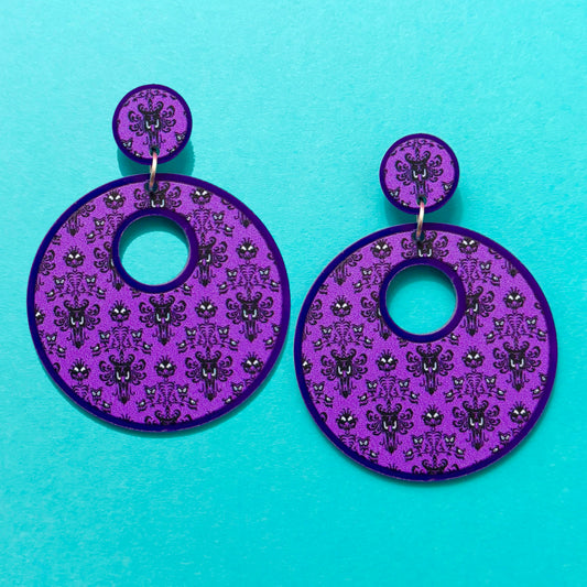 Mansion Wallpaper Retro Round Drop Earrings