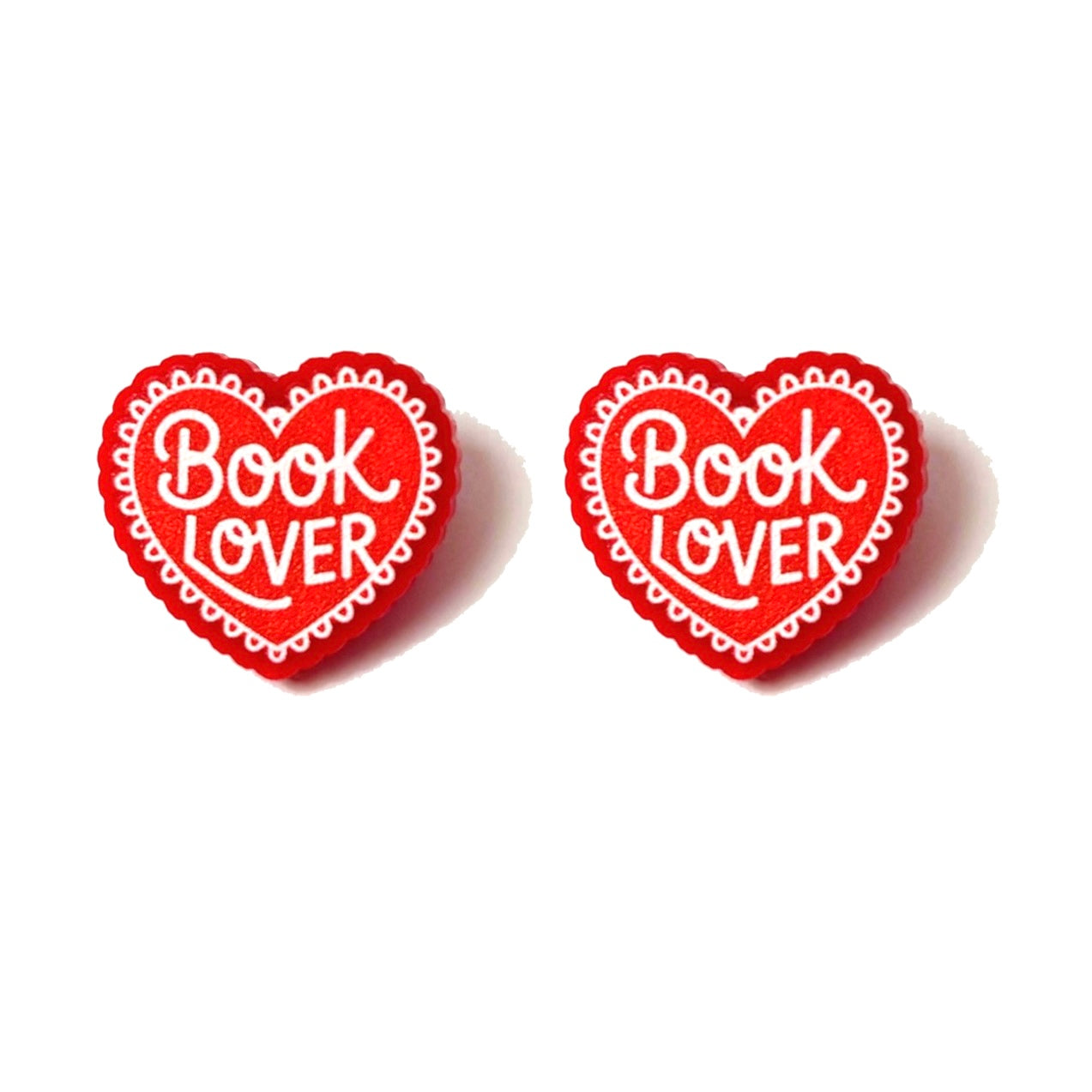 Book Lover Heart Post Earrings