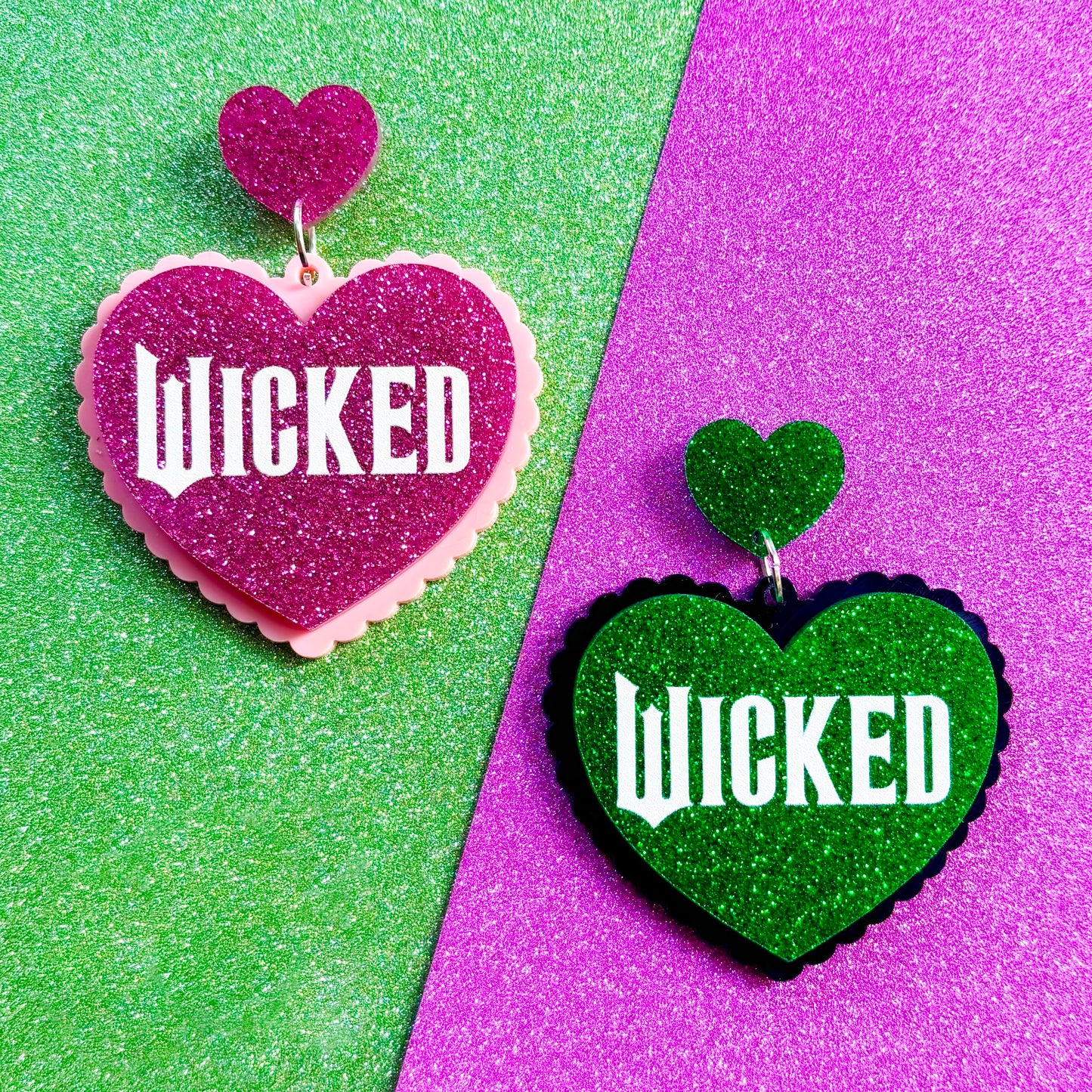 Wicked Sparkle Heart Drop Earrings