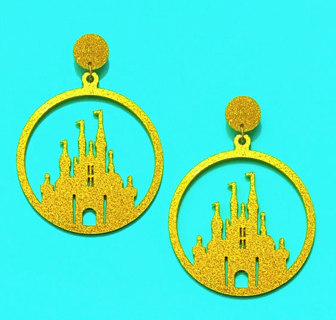 Gold Castle Silhouette Earrings