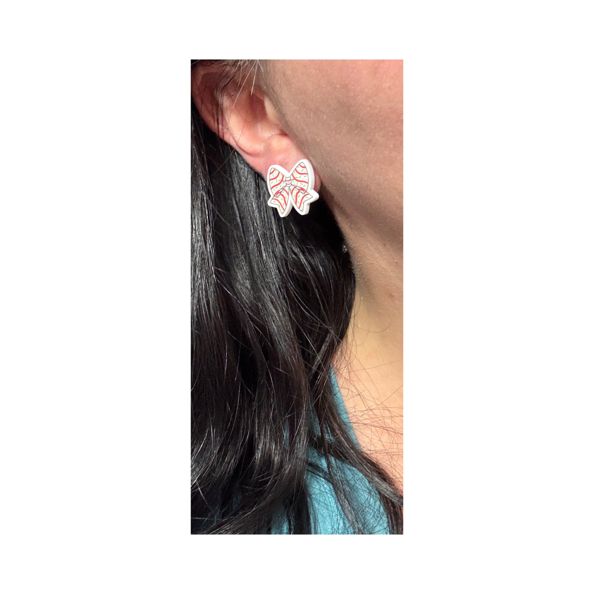 Christmas Tree Cake Bow Post Earrings
