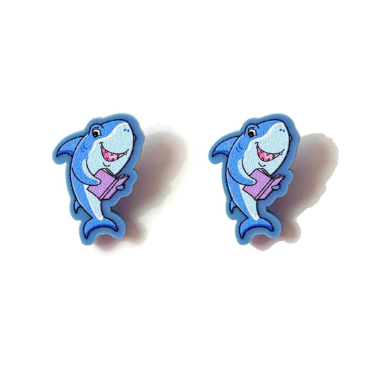 Bookish Shark Post Earrings