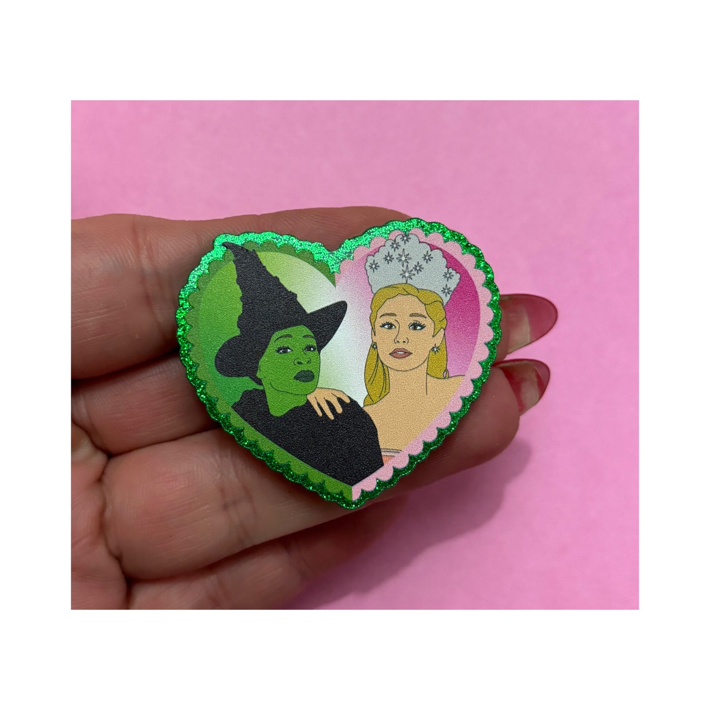 Elphie & Glinda Pin - Pink Glitter
