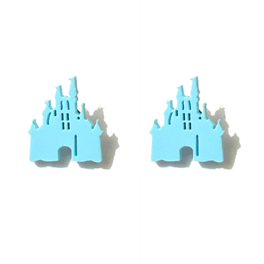 Pastel Blue Castle Post Earrings