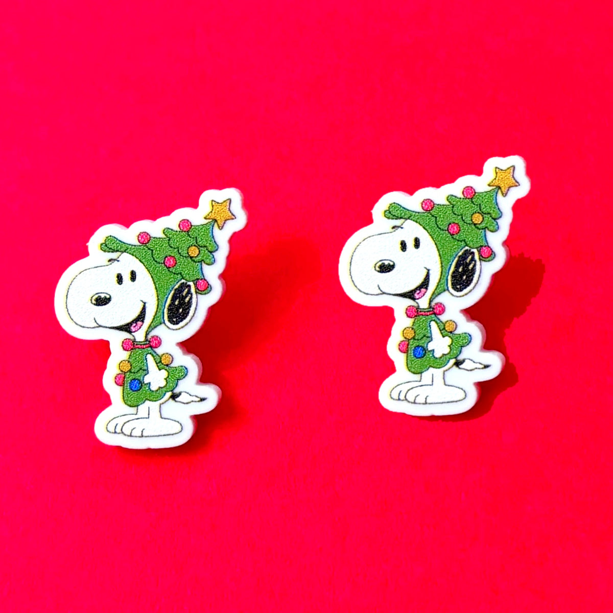 Christmas Tree Beagle Post Earrings