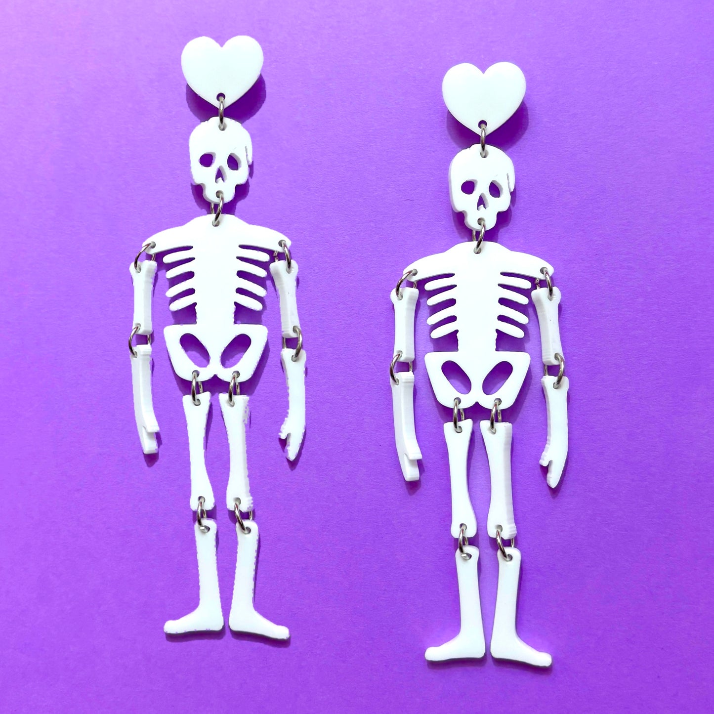 White Skeleton Drop Earrings