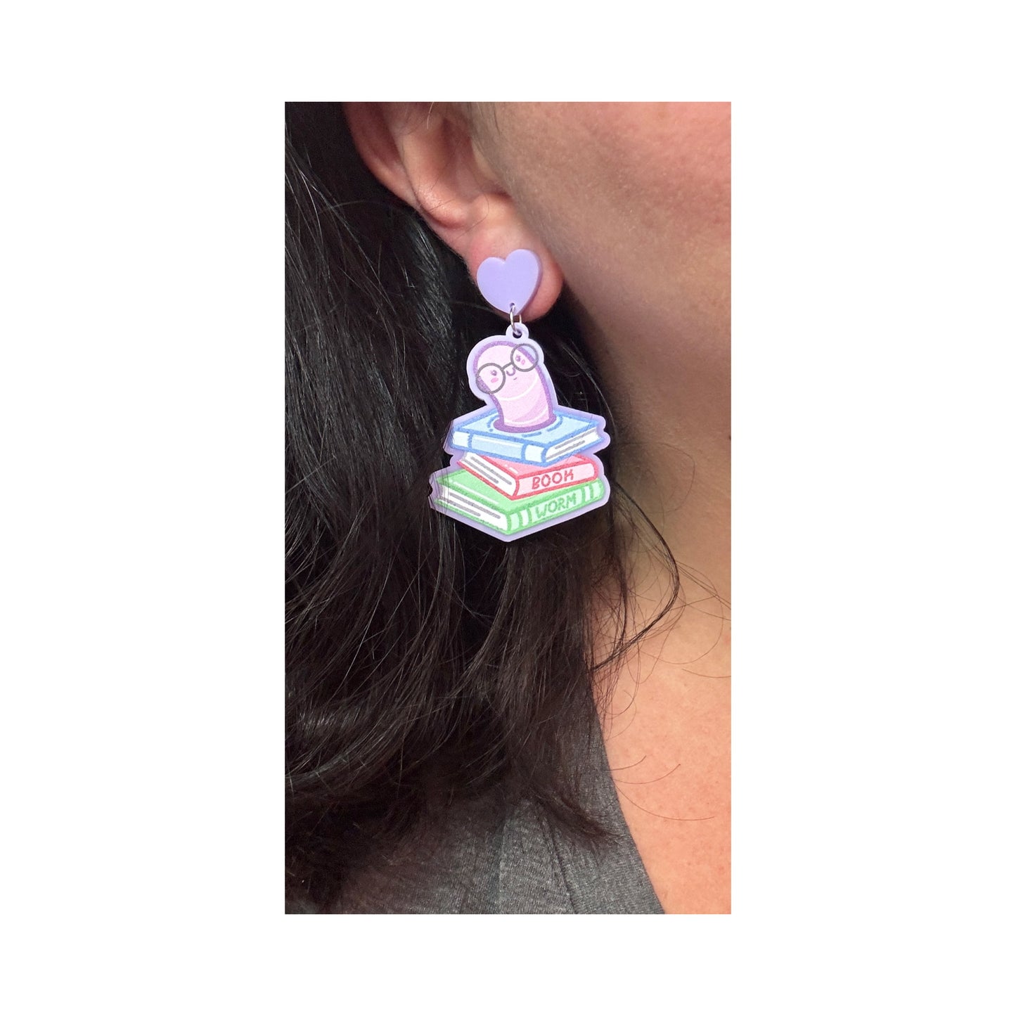 Pastel Bookworm Drop Earrings