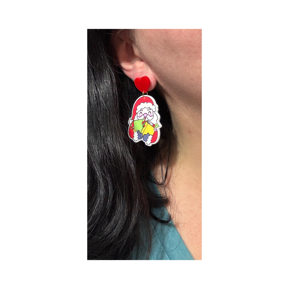 Bookish Santa Drop Earrings