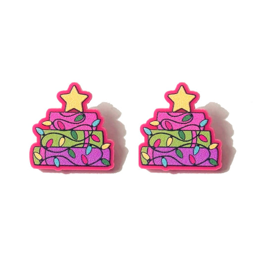 Pink Bookmas Stack Post Earrings