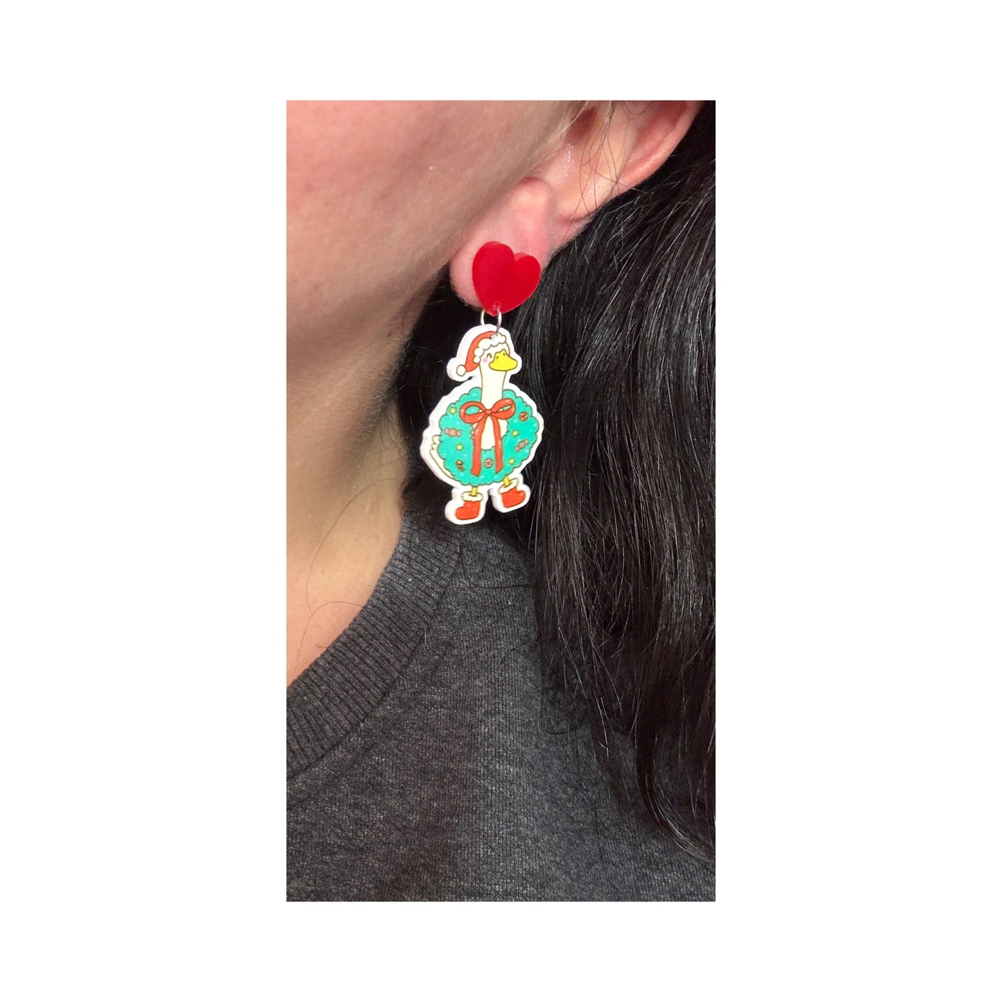 Wreath Silly Goose Drop Earrings