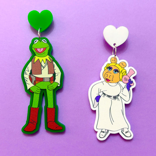 Han Kermie & Piggy Leia Drop Earrings