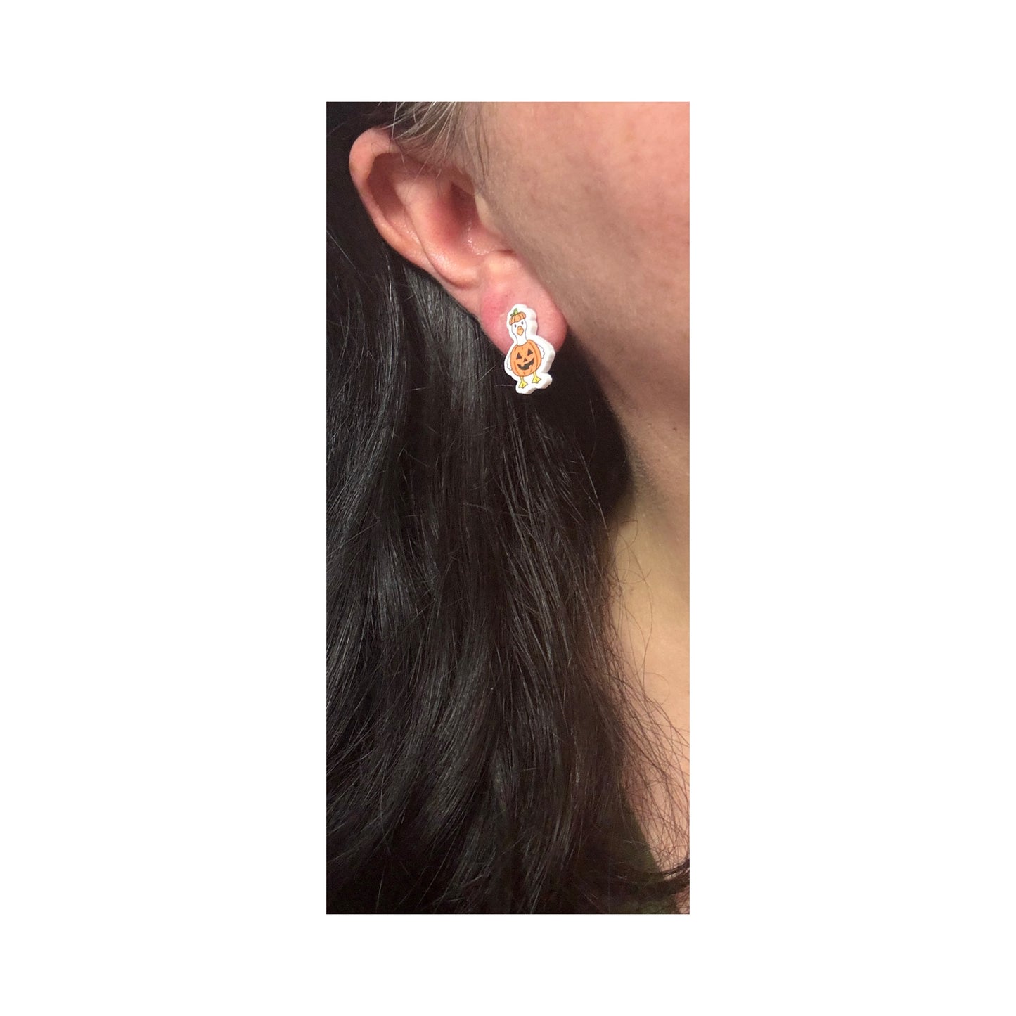 Pumpkin Silly Goose Post Earrings