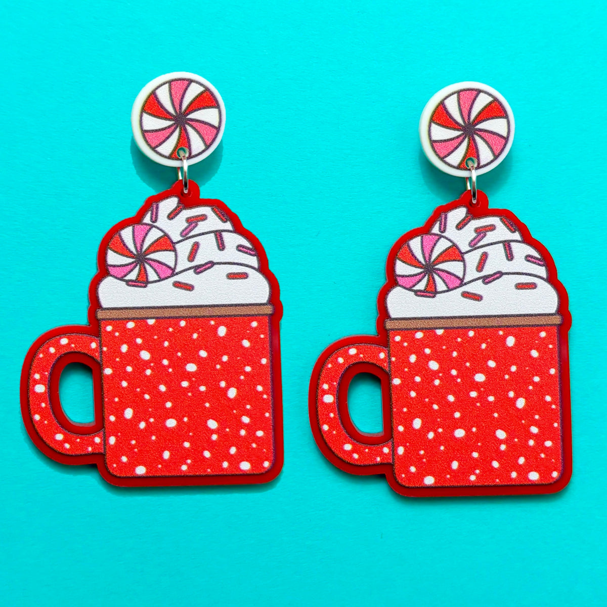 Peppermint Hot Chocolate Drop Earrings