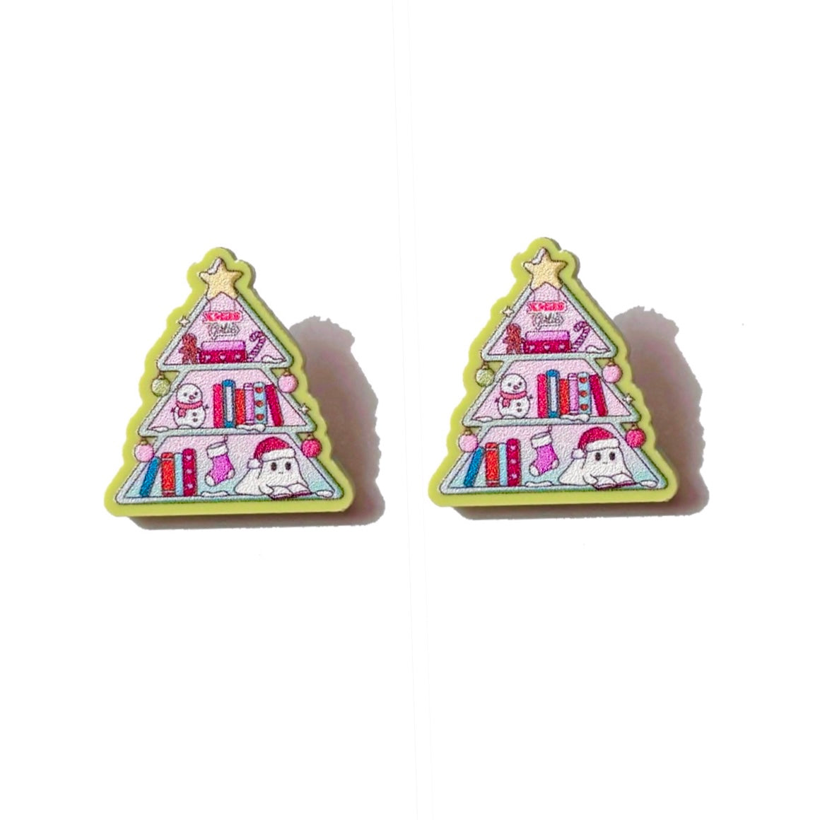 Christmas Tree Bookcase Post Earrings