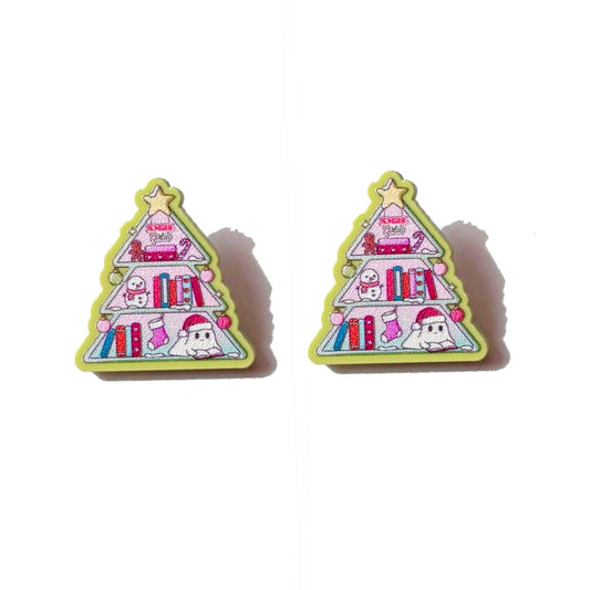 Christmas Tree Bookcase Post Earrings