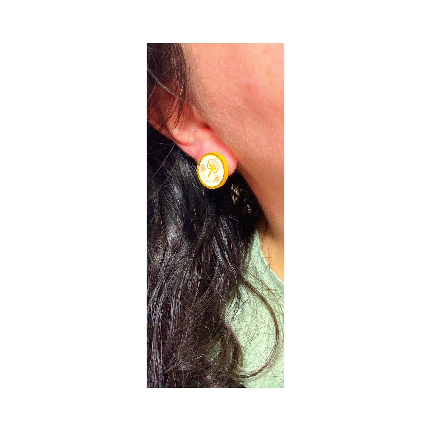 Small World Clock Face Glitter Post Earrings