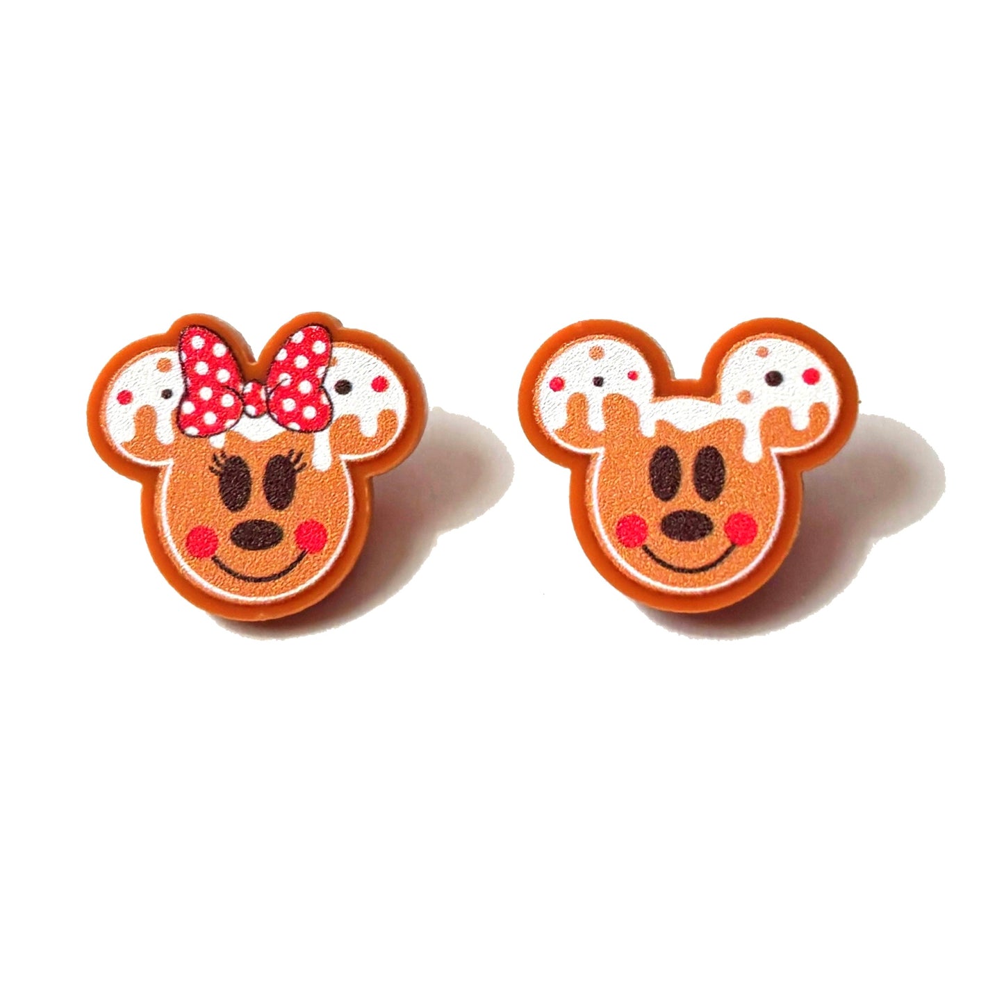 Mouse Couple Frosted Gingerbread Post Earrings