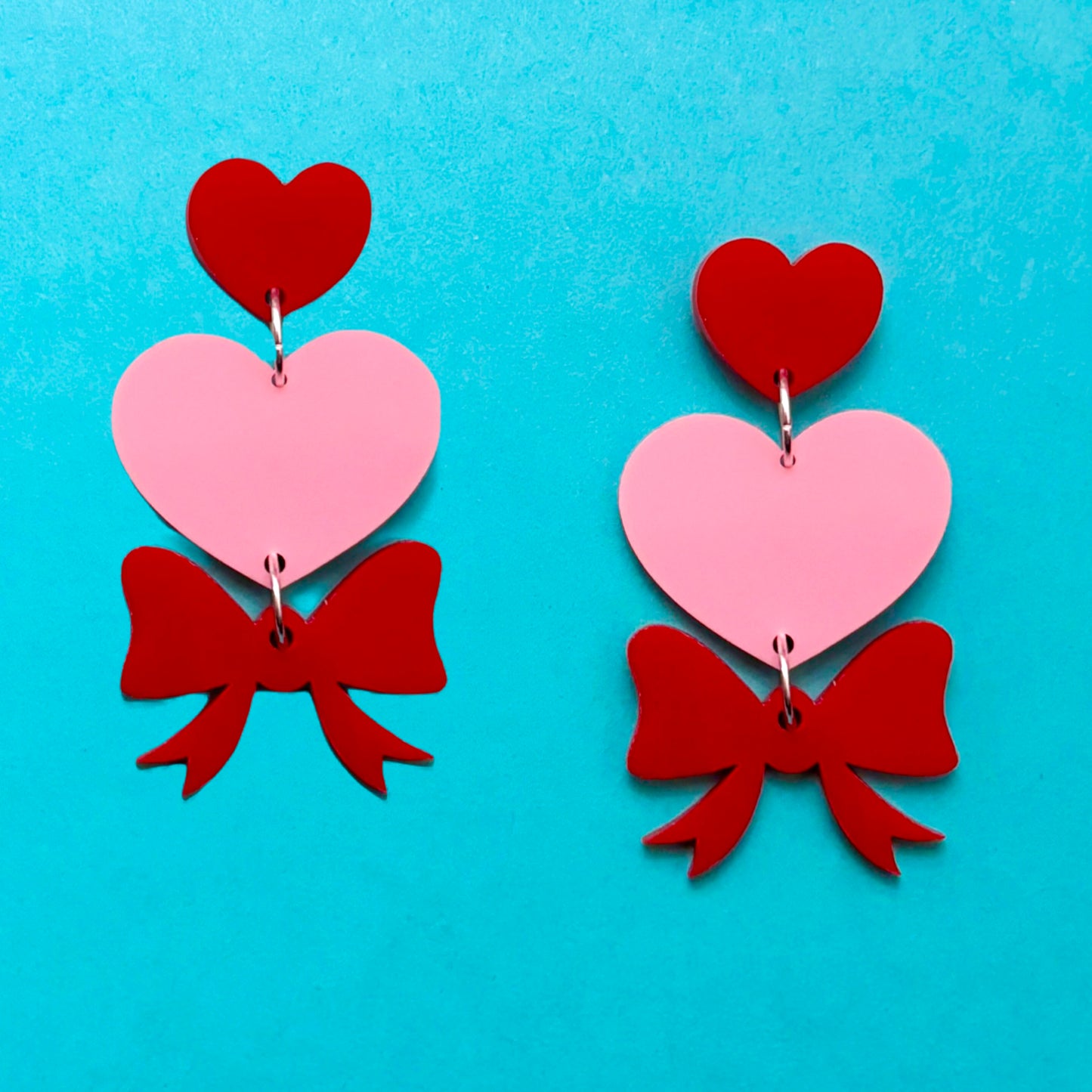 Heart Bow Drop Earrings