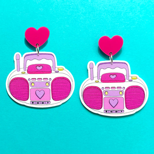 90s Girly Boombox Drop Earrings