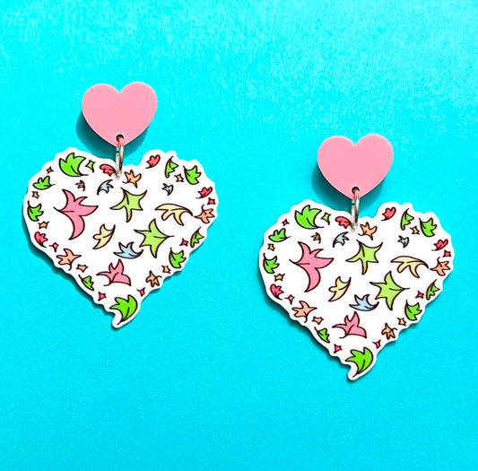 Heartstopper Leaves Heart Drop Earrings