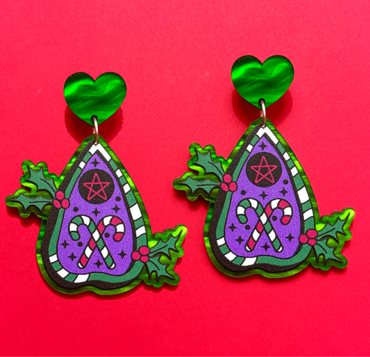 Hexmas Ouija Planchette Drop Earrings