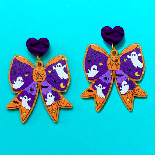 Spooky Coquette Bow Drop Earrings
