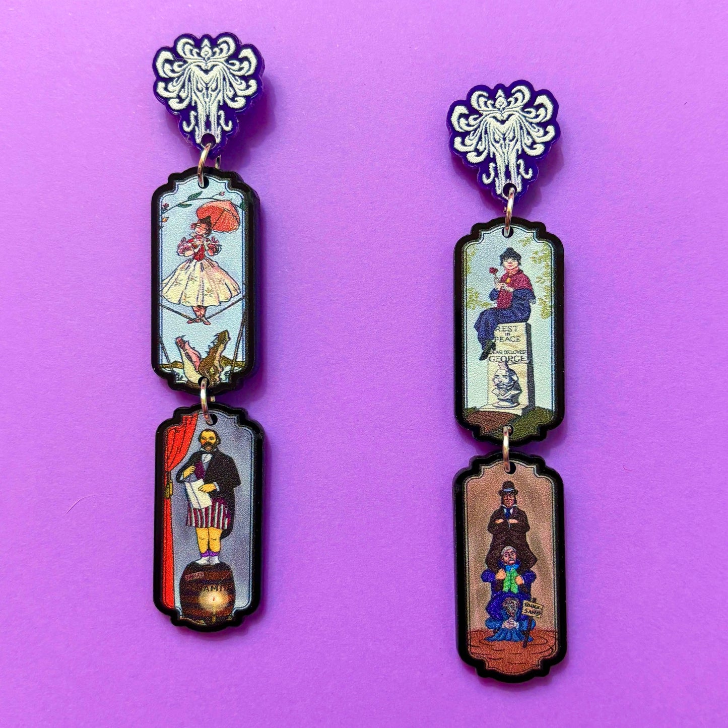 Stretching Portraits Tiered Drop Earrings