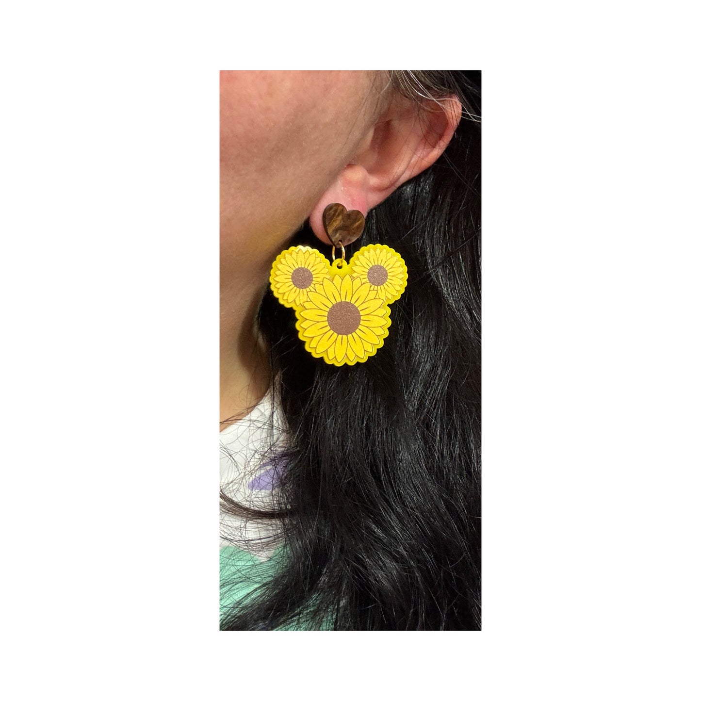 Mouse Sunflower Acrylic Drop Earrings