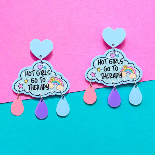 Hot Girls Go To Therapy Drop Earrings
