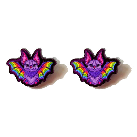 90s Neon Spooky Bat Post Earrings