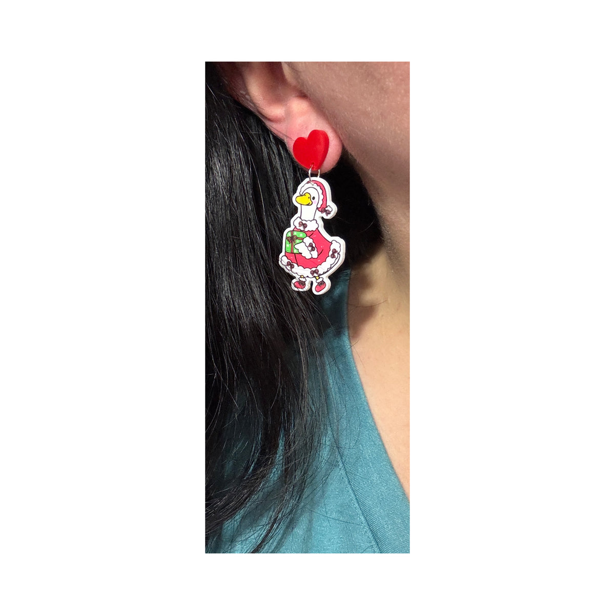Santa Silly Goose Drop Earrings