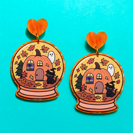 Autumn Snow Globe Drop Earrings
