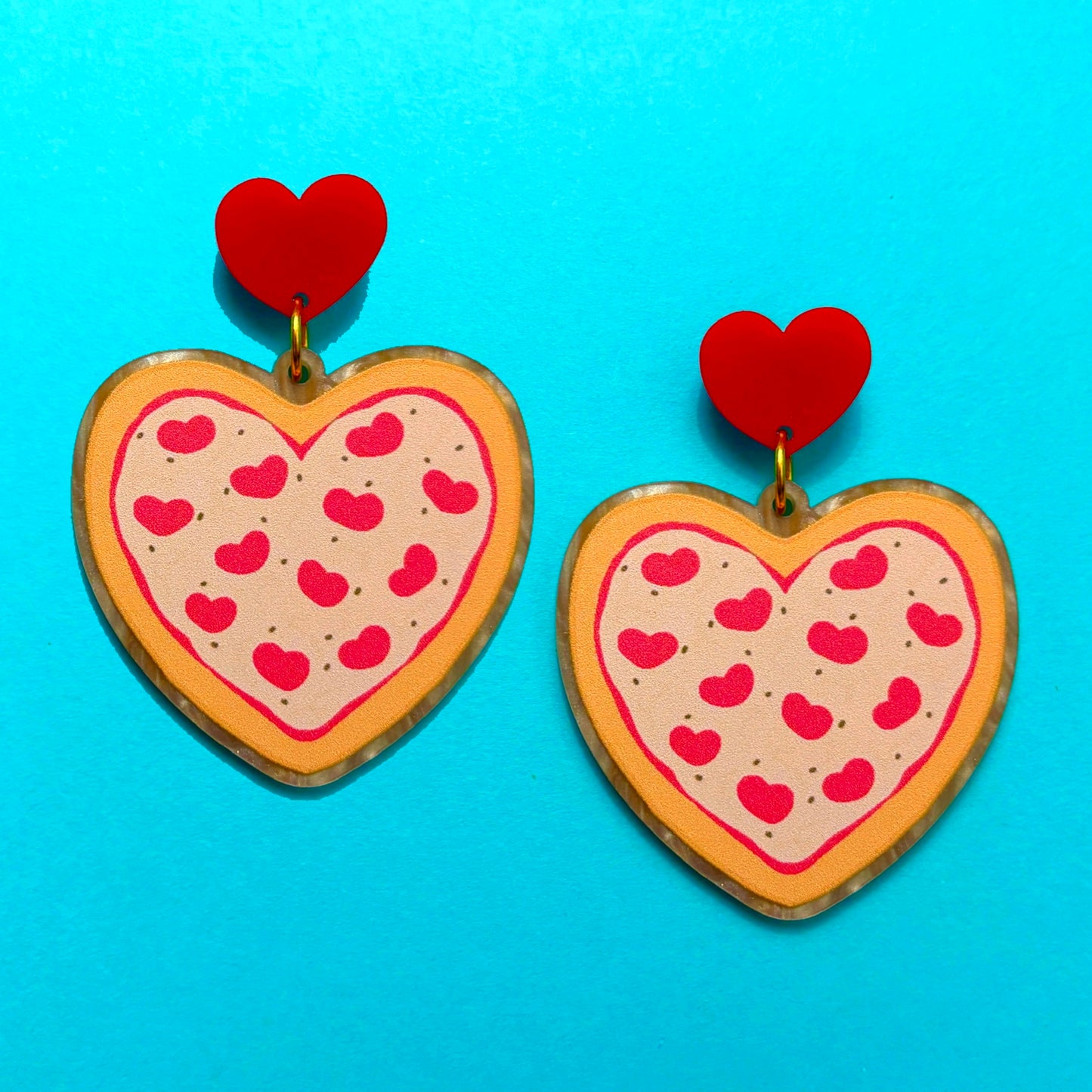 Pizza Heart Drop Earrings