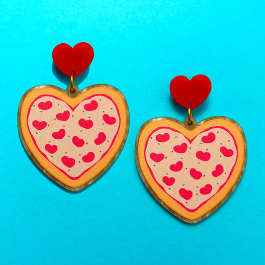 Pizza Heart Drop Earrings