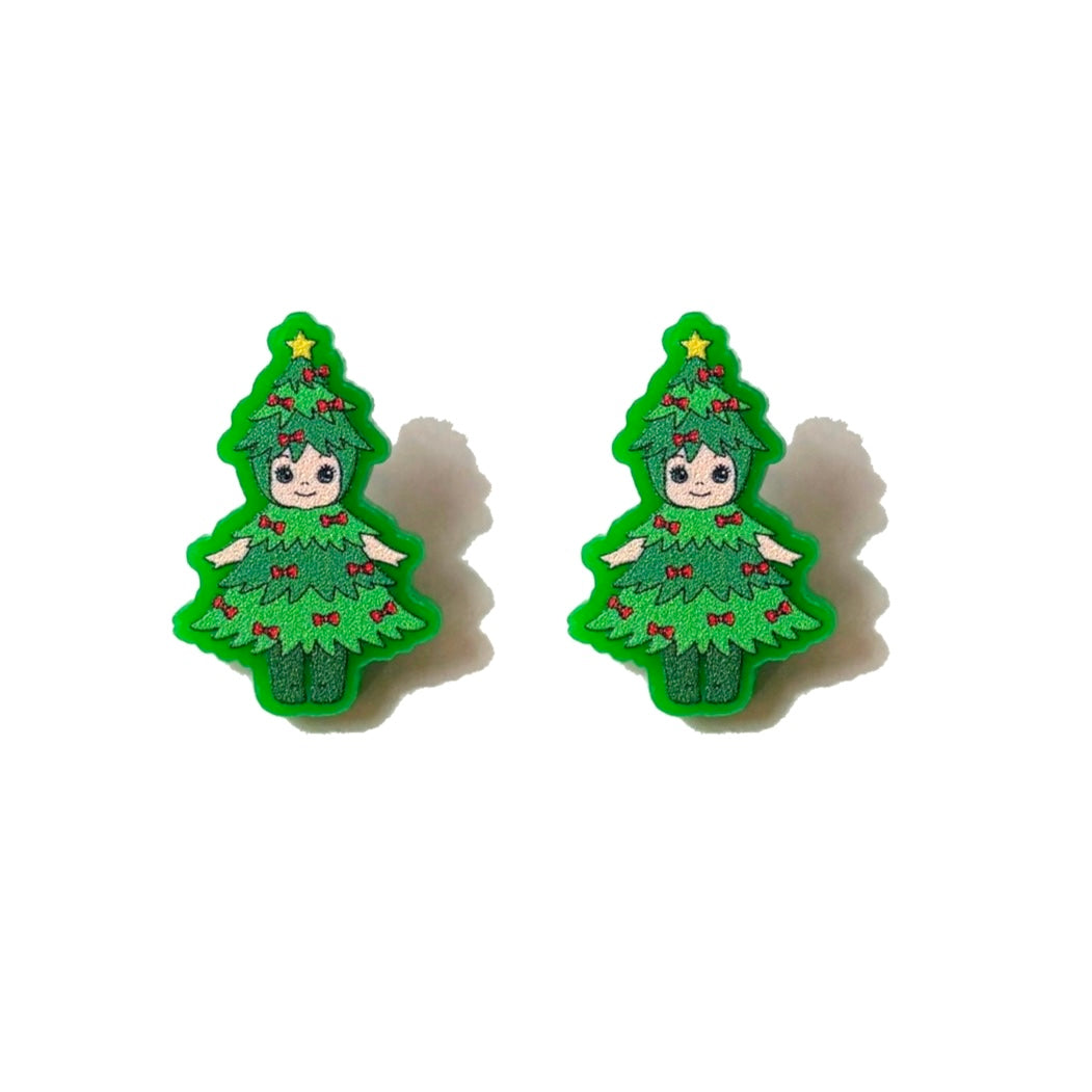 Christmas Tree Cutie Doll Post Earrings