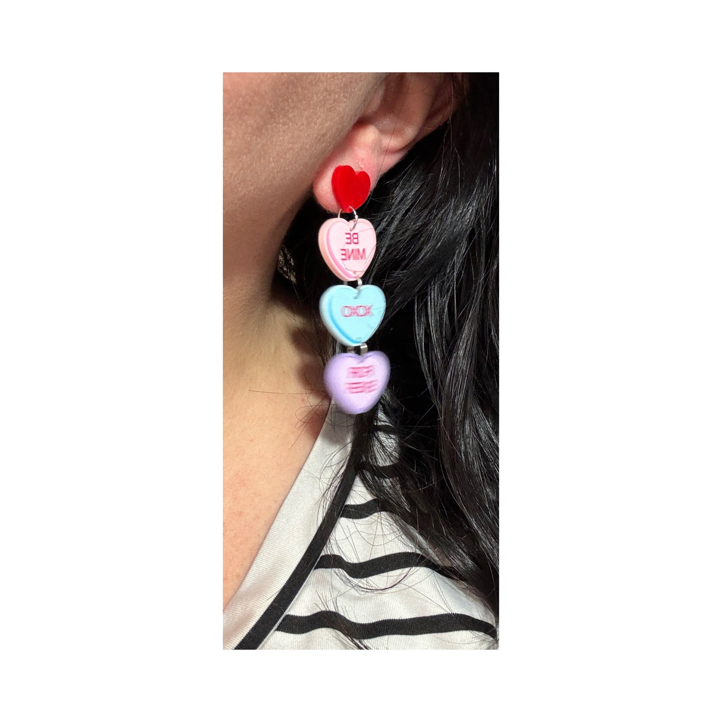 Conversation Heart Tiered Drop Earrings