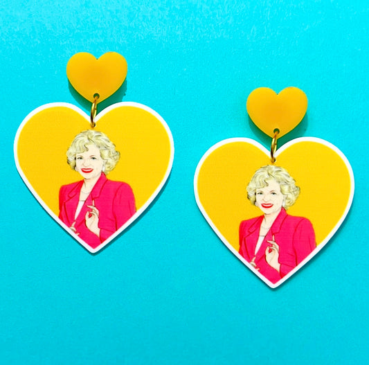 Betty White Heart Drop Earrings
