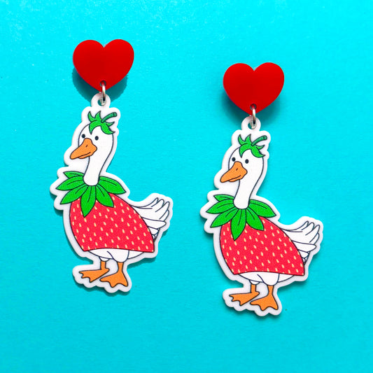 Strawberry Silly Goose Drop Earrings