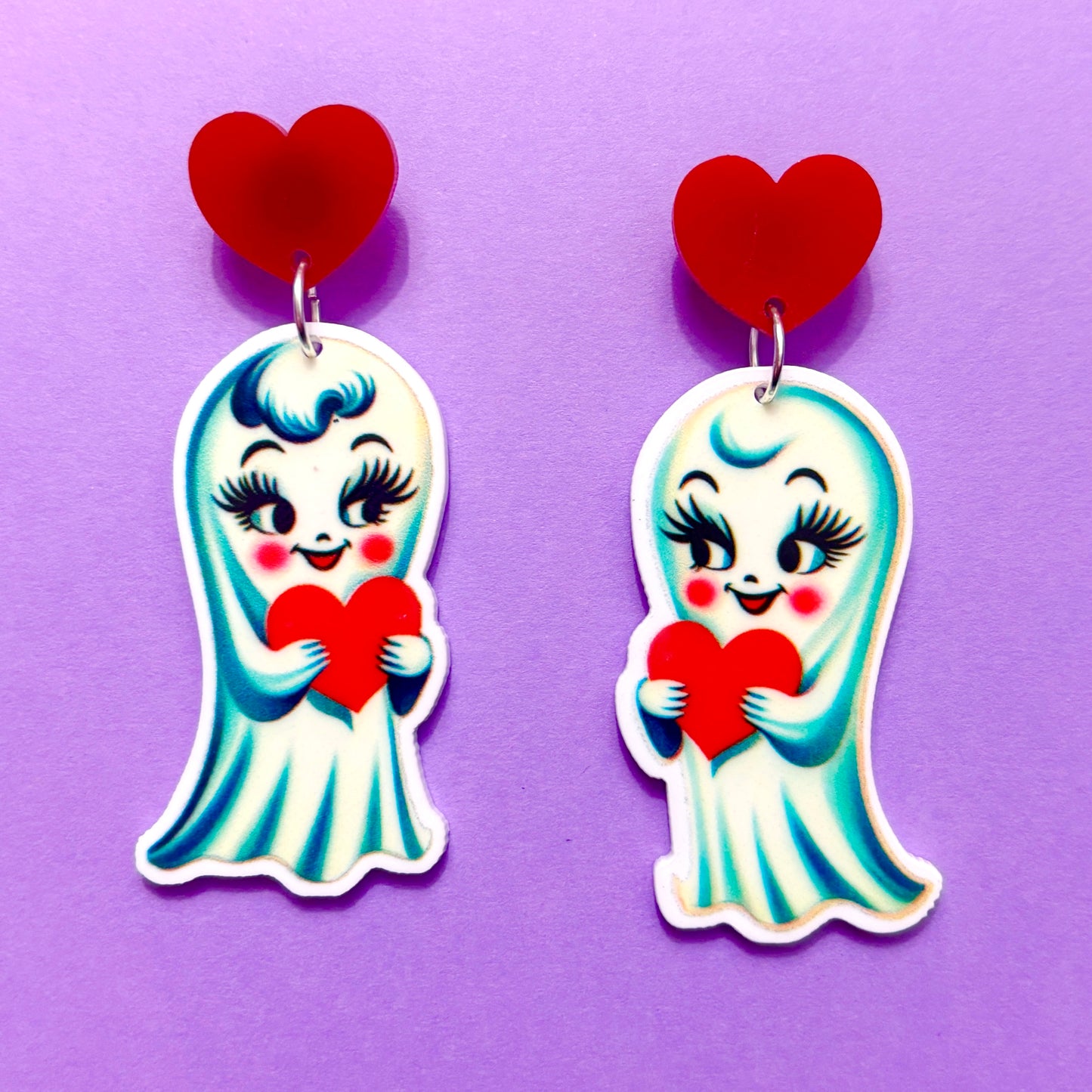 Retro Sweetheart Ghosts Drop Earrings